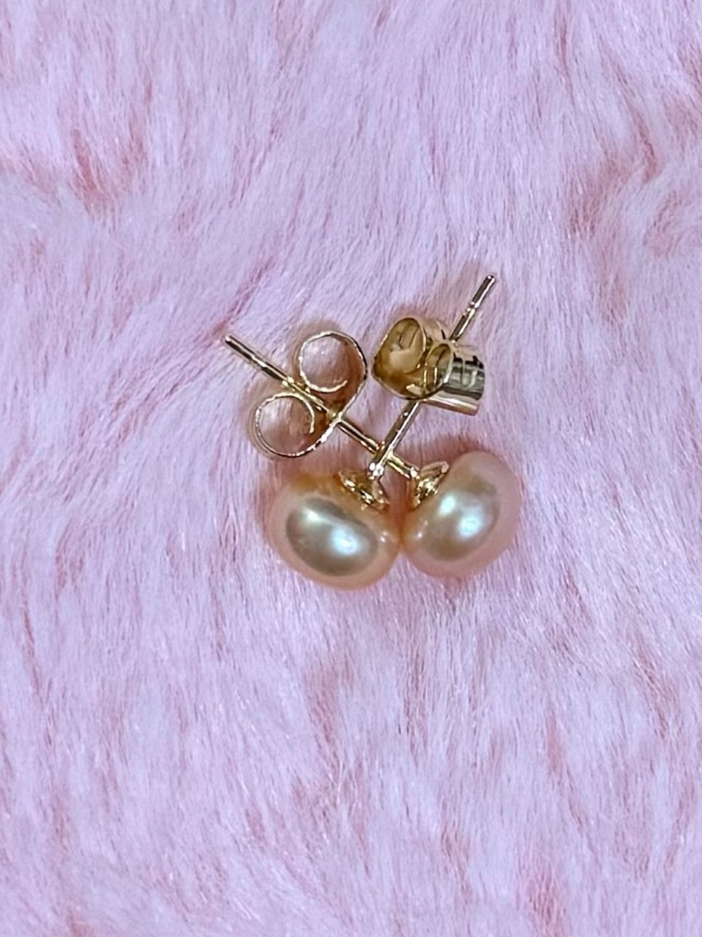 6-7mm 14K Gold Plated Natural Pink South Sea Pearl Stud Earring
